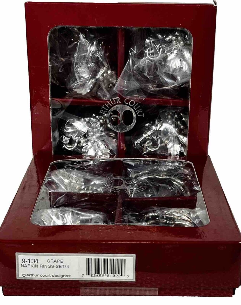 8 Grape Napkin Rings Arthur Court Holloware 9-134 ~ TWO 2 Complete Sets of 4 NOS